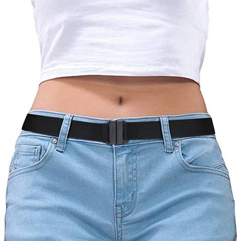 Women Invisible Belt, Comfortable Adjustable Stretch No Show Belt with Flat Buckle Elastic buckle waistband