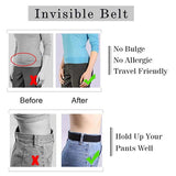 Women Invisible Belt, Comfortable Adjustable Stretch No Show Belt with Flat Buckle Elastic buckle waistband