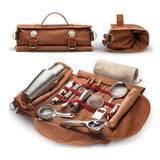 Bar Bartender Carrying Bag Creative Bartender Canvas Toolkit Pack Tools Cocktail Shaker Set Storage Bag Only Brown