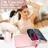 Hair Tools Travel Bag with Heat Resistant Pad, Double-Layer Travel Carrying Case for Straightener, Curling Iron, Hair Dryer