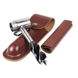 Gear for Survival Settlers Hand Auger Wrench with Wood Drill Peg and Manual Hole Maker Multitool with leather Case Camping brown In Australia - Darrahopens