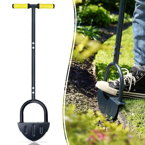 Saw-Tooth Edger Lawn Tool, Half Moon Lawn Edger with T-Grip, Sidewalk Grass Long Handled Step Edger, 38-Inch