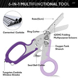 Emergency Shears with Strap Cutter and Glass Breaker Stainless Steel Foldable Scissors Pliers, Outdoor Camping Rescue