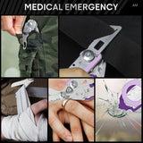 Emergency Shears with Strap Cutter and Glass Breaker Stainless Steel Foldable Scissors Pliers, Outdoor Camping Rescue