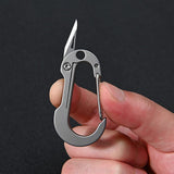 Small Titanium Carabiner with Folding Knife,Multitool Keychain Clip Box Cutter, Perfect for Everyday Carry, Outdoor,Office