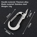 Small Titanium Carabiner with Folding Knife,Multitool Keychain Clip Box Cutter, Perfect for Everyday Carry, Outdoor,Office