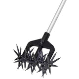 Rotary Cultivator Tool, Hand Held Garden Cultivator with Detachable Tines for Reseeding Grass Or Soil Mixing (Without Pole)