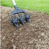 Rotary Cultivator Tool, Hand Held Garden Cultivator with Detachable Tines for Reseeding Grass Or Soil Mixing (Without Pole)