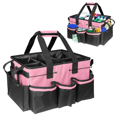 Cleaning Caddy,Large Cleaning Bags for Housekeepers,Cleaning Supplies Organizer with Handle Widely used,Pink