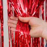 Foil Curtain Backdrop Red Metallic Tinsel Foil Fringe Curtains Photo Booth Props for Birthday Wedding Engagement Shower-1*2.5M