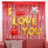 Foil Curtain Backdrop Red Metallic Tinsel Foil Fringe Curtains Photo Booth Props for Birthday Wedding Engagement Shower-1*2.5M