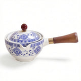 Chinese Ceramic Teapot, 360° Teapot Ceramic Single Pot, Chinese Household Filter Tea Maker Black Pottery Kung Fu Tea Set Creative
