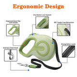 Retractable Dog Leash,16ft FT Dog Walking Leash,360° Tangle-Free Strong Reflective Nylon Tape,One-Handed Brake(Green)