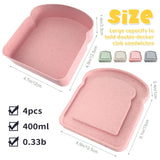 4Pcs Sandwich Containers for Lunch Boxes, Reusable Sandwich Box Container for Kids, Sandwich Holder Bread Container