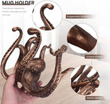 Octopus Mug , Vintage Nautical Octopus Cup Holder , Table Ornament, Jewelry Necklace Pendant Tea Cup Holder (Black)