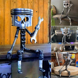 Carved Piston Skull Face Sculpture,Handmade Carving Piston Skull Face Sculpture Metal Art Figurine,Carved Skeleton face
