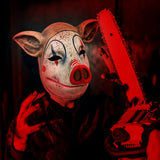 Halloween Scary Pig Mask Costume Horror Pig Joker Mask Bloody Animal Butcher Full Head Headgear for Adult Cosplay Props Latex