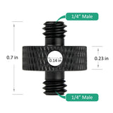 1/4 Male to 1/4 Male Tripod Threaded Screw Adapter with Hole Camera Mount Screw for Camera Tripod Mic Stand 4 Pcs (Black)