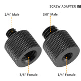 2pcs Screw Adapter Thread 1/4" Male to 3/8" Female and 3/8" Male to 1/4" Female Adapter Set for Camera Monitor, Tripod