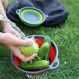 2 Pack Kitchen Foldable Silicone Strainer , Collapsible with Handles, Space-Saver Folding Strainer , (Green and Red)