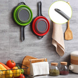 2 Pack Kitchen Foldable Silicone Strainer , Collapsible with Handles, Space-Saver Folding Strainer , (Green and Red)
