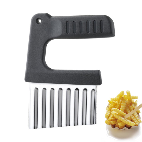 Crinkle Cutter for Veggies, Stainless Steel Crinkle Cut Knife for Potato Cucumber Carrot Fruit (Black) In Australia - Darrahopens