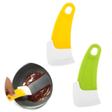 2Pcs Silicone Pan Cleaning Scraper, Dish Scraper for Kitchen Non-stick Plastic Pot Scraper Tool (Green&Yellow)