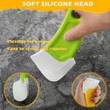 2Pcs Silicone Pan Cleaning Scraper, Dish Scraper for Kitchen Non-stick Plastic Pot Scraper Tool (Green&Yellow)