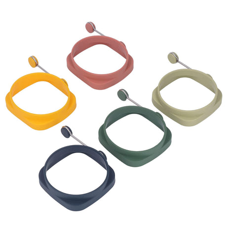 5 PCS Silicone Egg Rings Round and Square Double Sided Frying Egg Maker Molds Non Stick Egg Cooking Rings