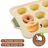 Silicone Muffin Pan - Muffin Tins Nonstick 12 pc, Silicone Cupcake Pan Nonstick Silicone Molds Great for Making Muffin (Beige)