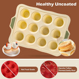 Silicone Muffin Pan - Muffin Tins Nonstick 12 pc, Silicone Cupcake Pan Nonstick Silicone Molds Great for Making Muffin (Beige)