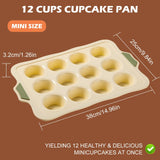 Silicone Muffin Pan - Muffin Tins Nonstick 12 pc, Silicone Cupcake Pan Nonstick Silicone Molds Great for Making Muffin (Beige)
