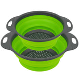 2 PCS Collapsible Set, Round Silicone Folding with Plastic Handles, Eco-Friendly Large Hole Kitchen Strainer-1 Large and 1 Small In Australia - Darrahopens