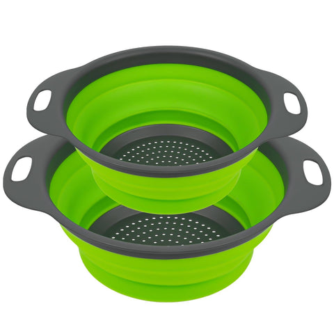 2 PCS Collapsible Set, Round Silicone Folding with Plastic Handles, Eco-Friendly Large Hole Kitchen Strainer-1 Large and 1 Small In Australia - Darrahopens