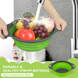 2 PCS Collapsible Set, Round Silicone Folding with Plastic Handles, Eco-Friendly Large Hole Kitchen Strainer-1 Large and 1 Small In Australia - Darrahopens