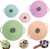 "Universal 5 Piece Silicone Lid Set: Microwave Splatter Cover Lid for Food- In Different Sizes – Spill-Proof, Suction, Bowl