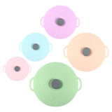 "Universal 5 Piece Silicone Lid Set: Microwave Splatter Cover Lid for Food- In Different Sizes – Spill-Proof, Suction, Bowl