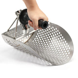 Beach Sand Scoop with Extra Handle Metal Detecting Tool Stainless Steel Water Metal Detecting Sand Scoop Metal Detecting Tool