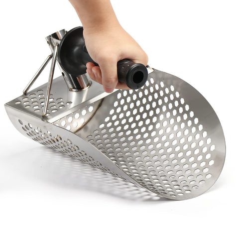 Beach Sand Scoop with Extra Handle Metal Detecting Tool Stainless Steel Water Metal Detecting Sand Scoop Metal Detecting Tool
