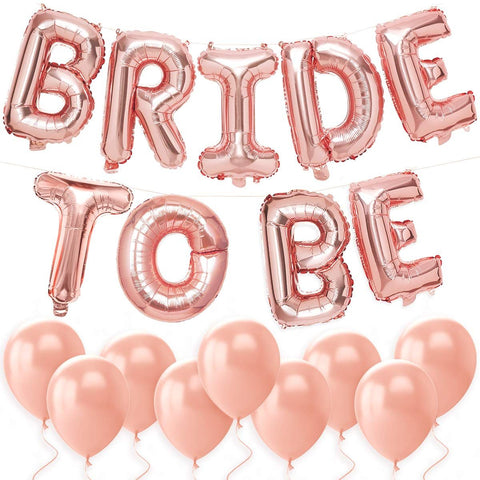 Bachelorette Party Decorations - Bride to Be Balloon Kit - Rose Gold - 16" BRIDE TO BE Foil Balloons + 10 Rose Gold Latex Balloons