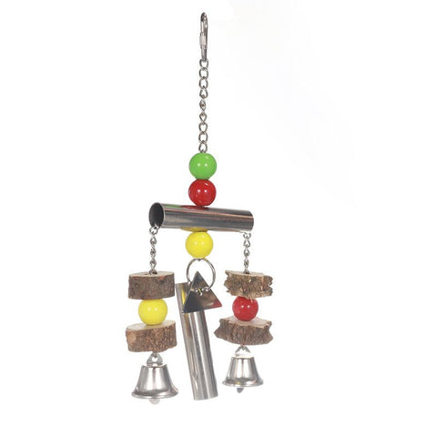 Stainless Bells String Toy for Bird Parrot Macaw African Greys Amazon Cockatoo Parakeet Cockatiels Birds (Silver)