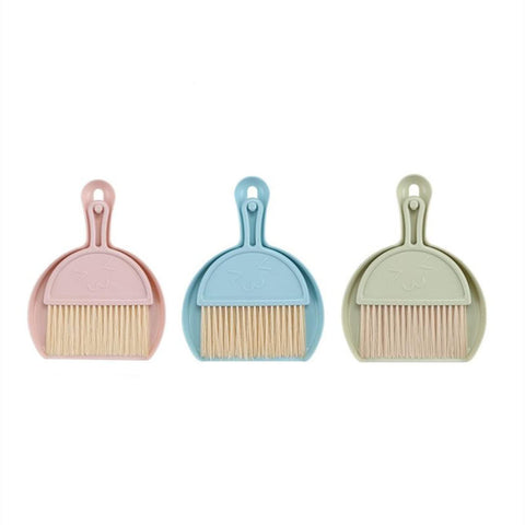 Small Broom and Dustpan Set for Home, Mini Clean Brush with Dust Pans Cute Hand Broom Brush Dust Pan with Hanger Hole(3PCS)