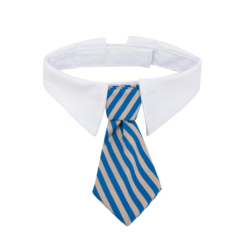 Pet Bowtie, Handcrafted Adjustable Formal Collar Neck Tie for Dogs & Cats (L, Blue Stripe)with adjustable velcro closure