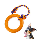 Dog Rope Toy with Ring Indestructible Rope Dog Toy Ring Interactive Pet Rubber Chew Toys for Aggressive Small, (L)