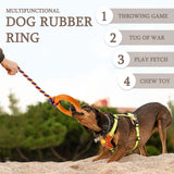 Dog Rope Toy with Ring Indestructible Rope Dog Toy Ring Interactive Pet Rubber Chew Toys for Aggressive Small, (L) In Australia - Darrahopens