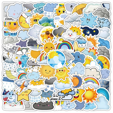 Pack 100 pcs Weather Cloud Stickers for Water Bottles Waterproof Laptop Luggage Computer Cups Scrapbooking Teens Adults Girls Cute In Australia - Darrahopens