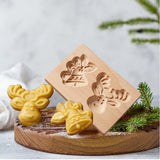 Wooden Cookie Biscuit Mold, 3D Baking Mold, Embossing Craft Decorating Baking Tool, Suitable for Halloween Kitchen DIY (Deer)