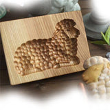 Wooden Cookie Molds, Engraved Embossing Cookie Cutter with Christmas Tree Deer Pinecones Pattern for Baking Embossed Cookies