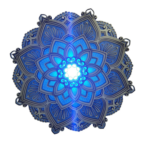 USB-Powered Mandala Atmosphere LED Night Light, Wood Carving Lotus Lamp for Stunning, Wooden Wall Art Home Decorations