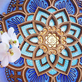USB-Powered Mandala Atmosphere LED Night Light, Wood Carving Lotus Lamp for Stunning, Wooden Wall Art Home Decorations